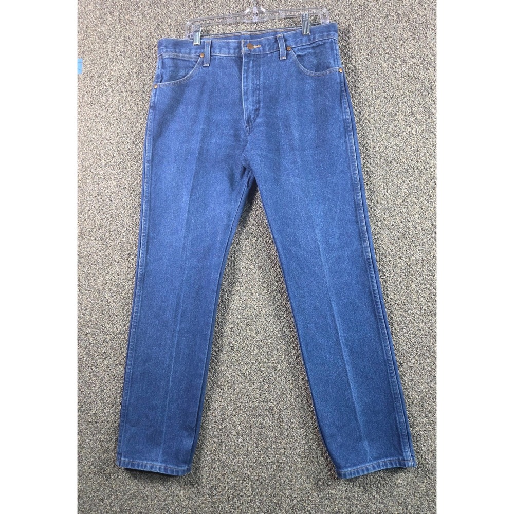 Wrangler Jeans Mens 34x30 Blue Cotton Western Denim Cowboy Cut 013MWZPW